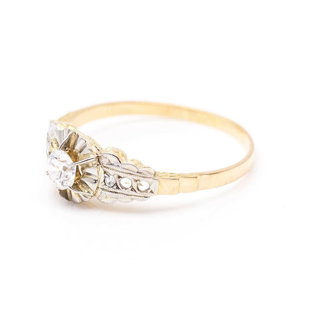 Belle-Epoque-Ring aus Gold, Platin und Diamanten im Angebot 1