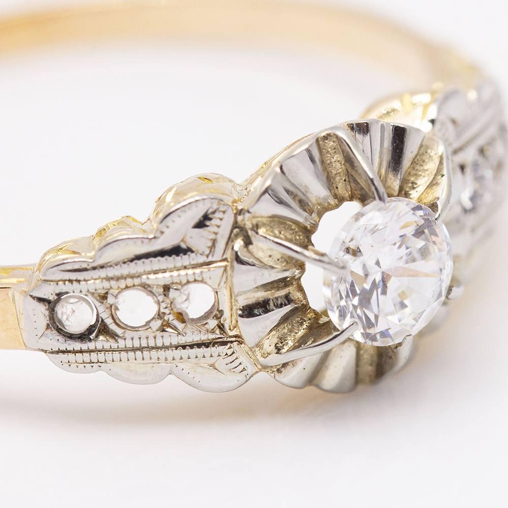 Belle Époque Ring in Gold, Platinum and Diamonds For Sale 4