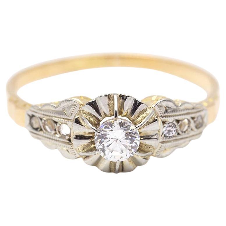 Belle-Epoque-Ring aus Gold, Platin und Diamanten im Angebot