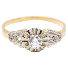 Vintage Belle Époque Ring in Gold, Platinum and Diamonds