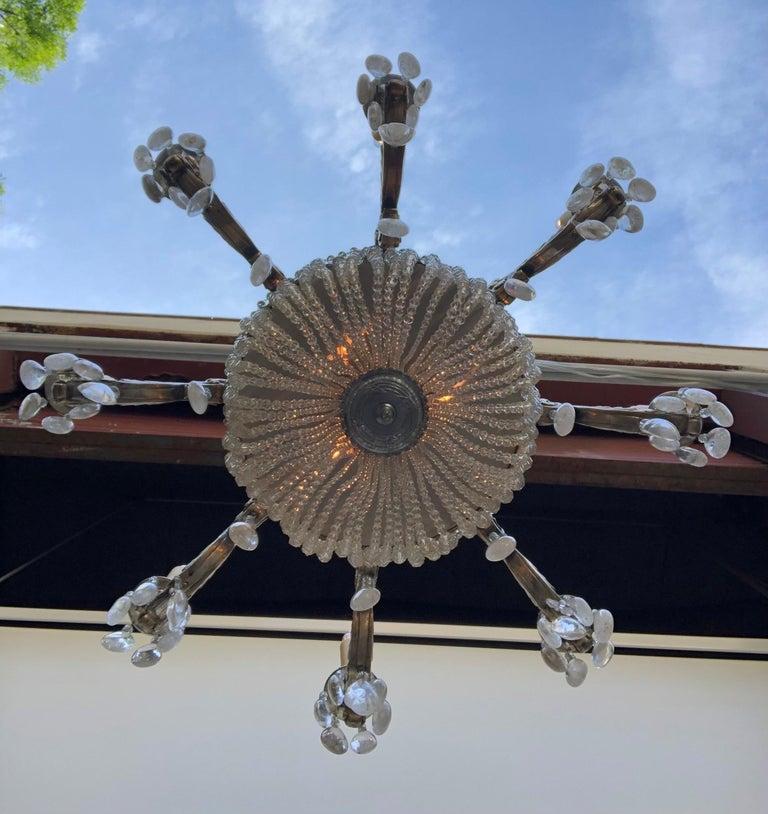 Lampadario Belle Époque in cristallo di rocca e bronzo placcato in argento, inizio XX secolo in vendita 6