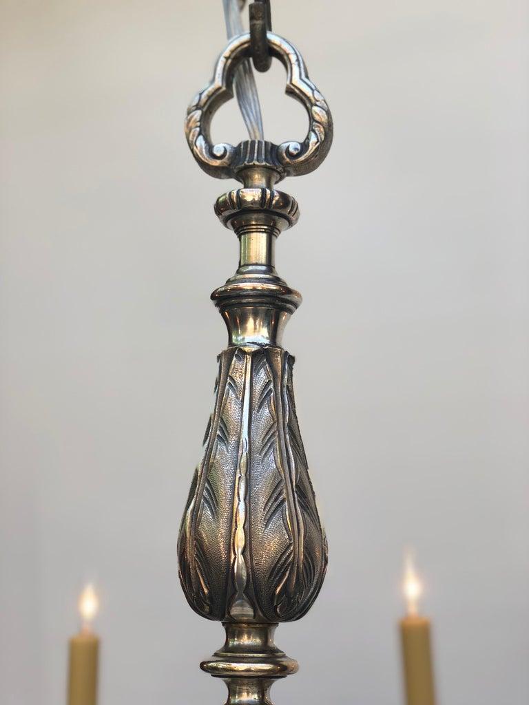 Silver Plate Belle Époque Rock Crystal Silver-Plated Bronze Chandelier, Early 20th Century For Sale
