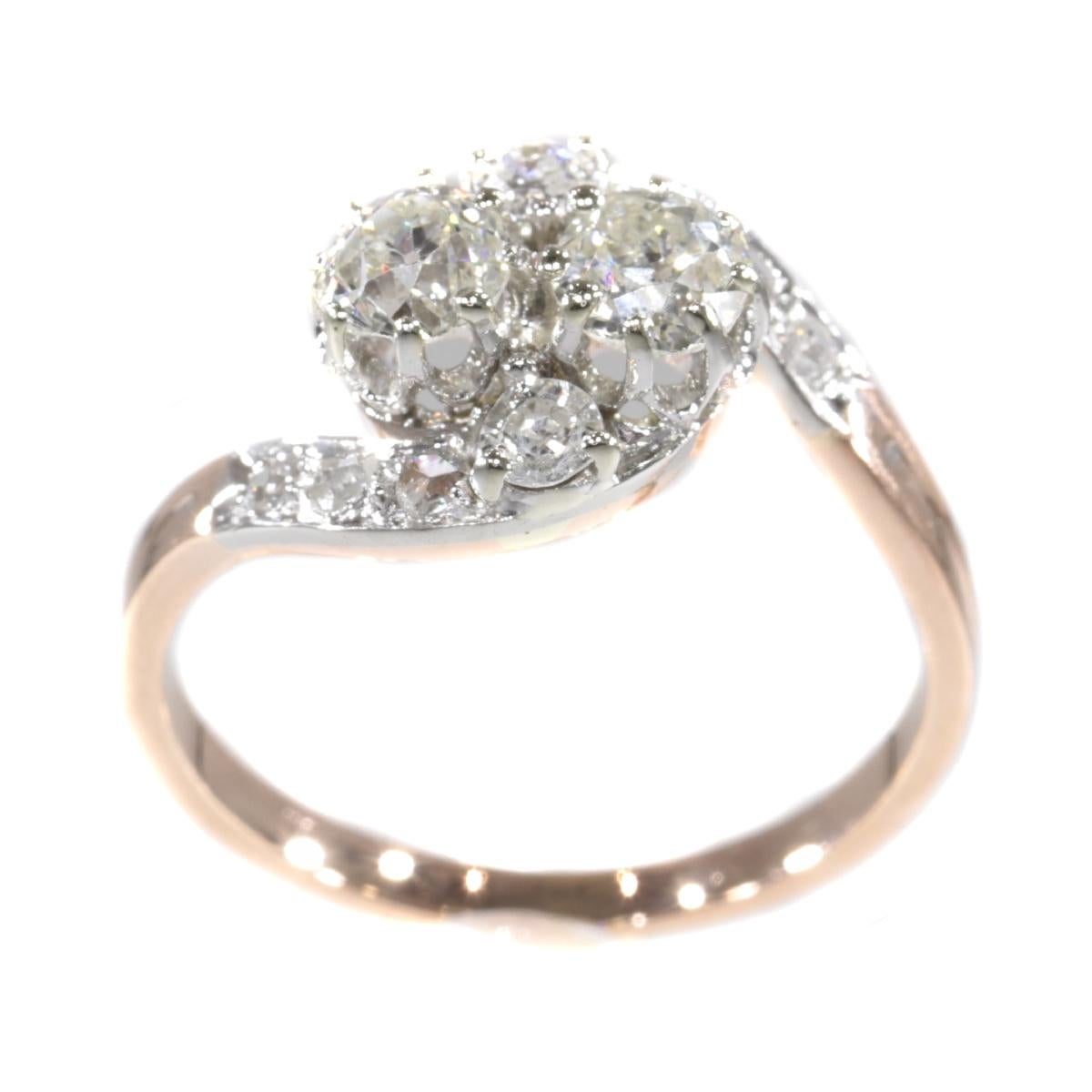 Belle Époque Belle Epoque Romantic Diamond Toi et Moi Engagement Ring, French for You and Me For Sale
