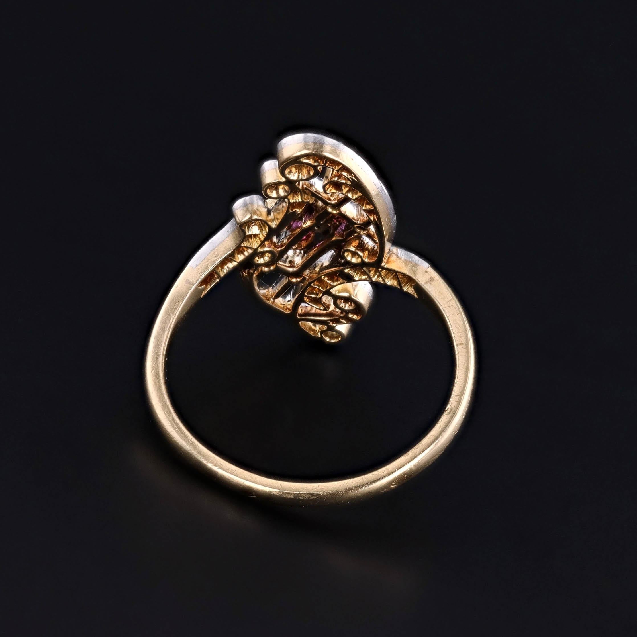 Taille ronde Bague Belle Epoque en or 18k avec rubis et diamants en vente