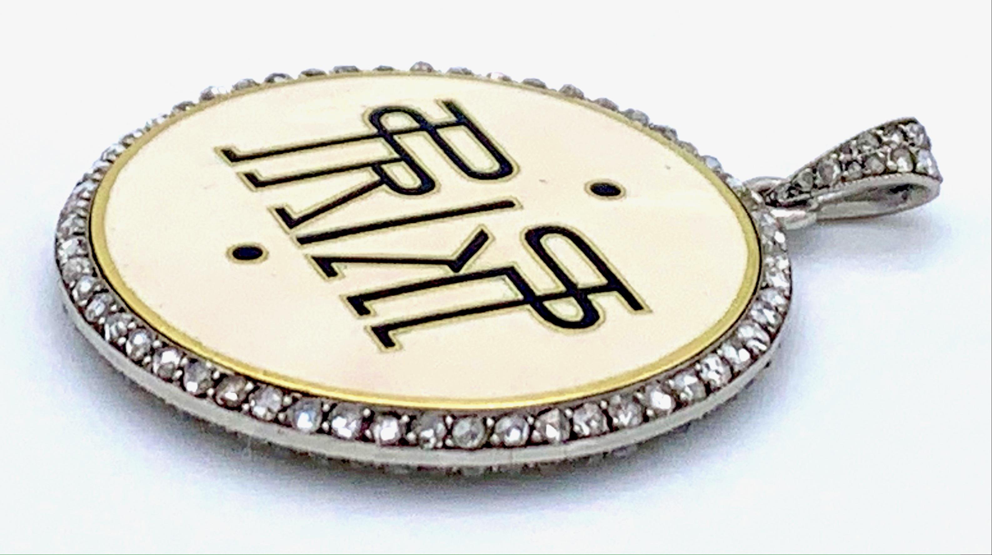 Women's or Men's Belle Époque Cantacuzene Initials Masked Ball Diamond Gold Platinum Pendant 