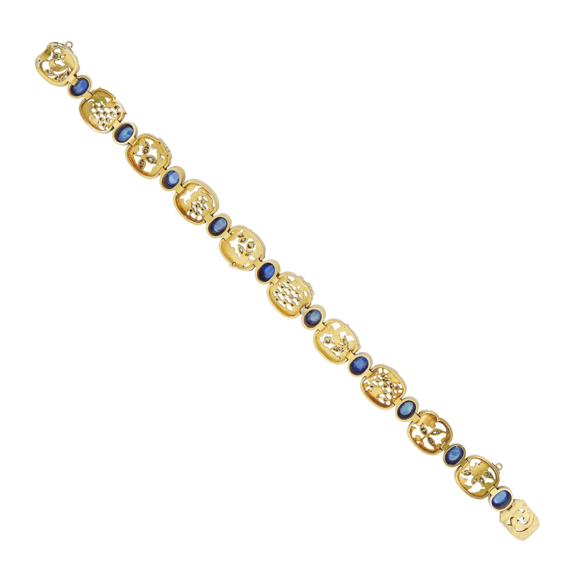 Armband mit Saphiren und Diamanten aus der Belle Époque (Art nouveau) im Angebot