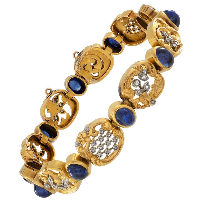 Belle Époque Sapphire and Diamond Bracelet For Sale at 1stDibs 