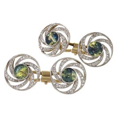 Antique Belle Époque Sapphire and Diamond Cufflinks