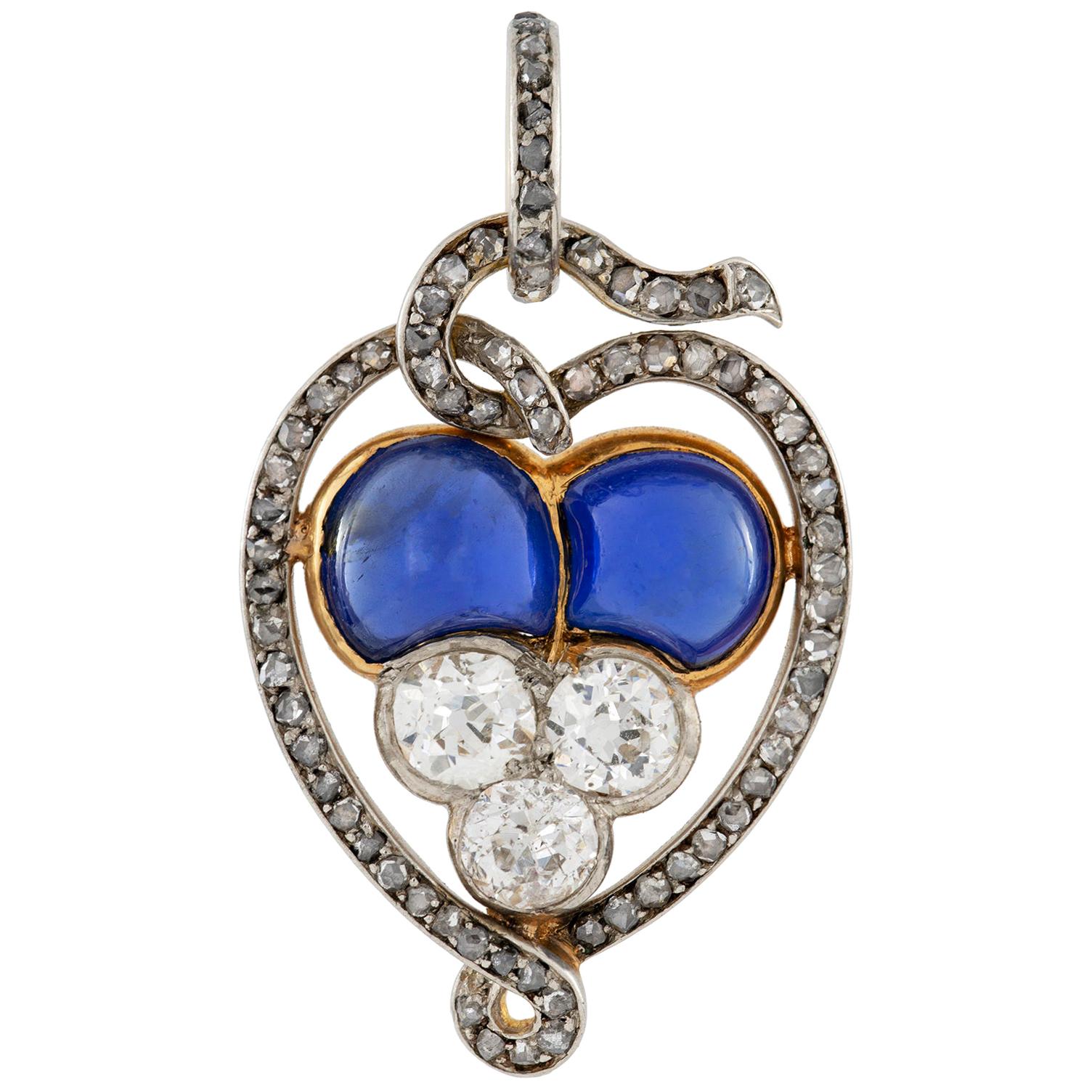 Belle Époque Sapphire and Diamond Pendant