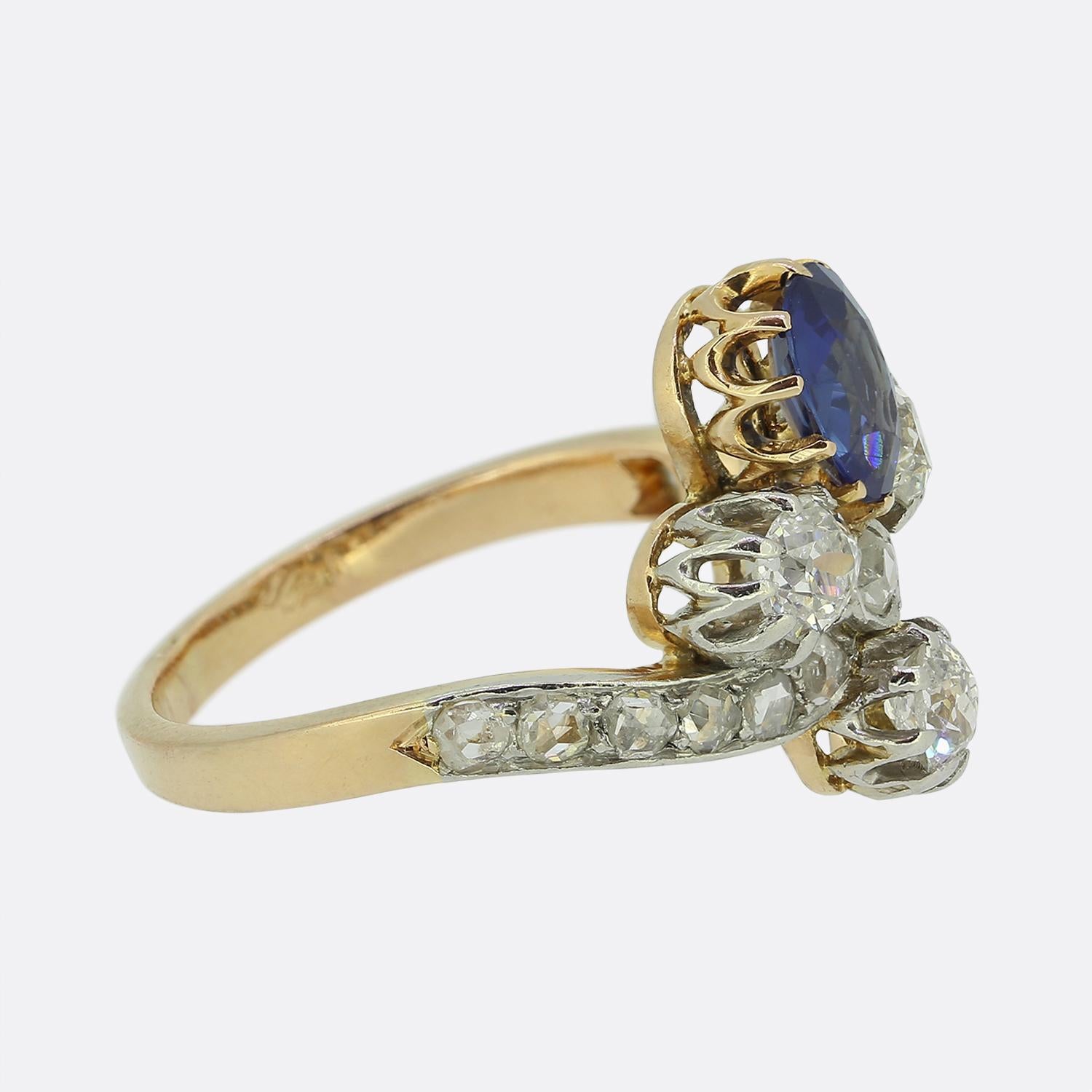 Pear Cut Belle Époque Sapphire and Diamond Tiara Ring