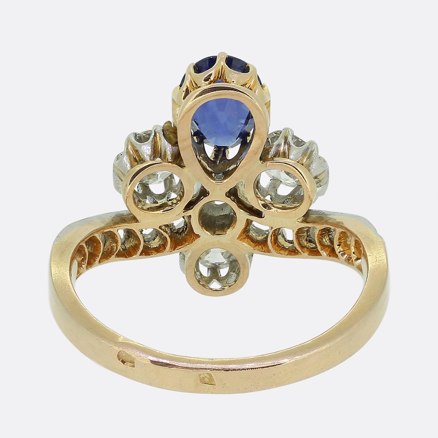 Belle Époque Sapphire and Diamond Tiara Ring In Good Condition In London, GB