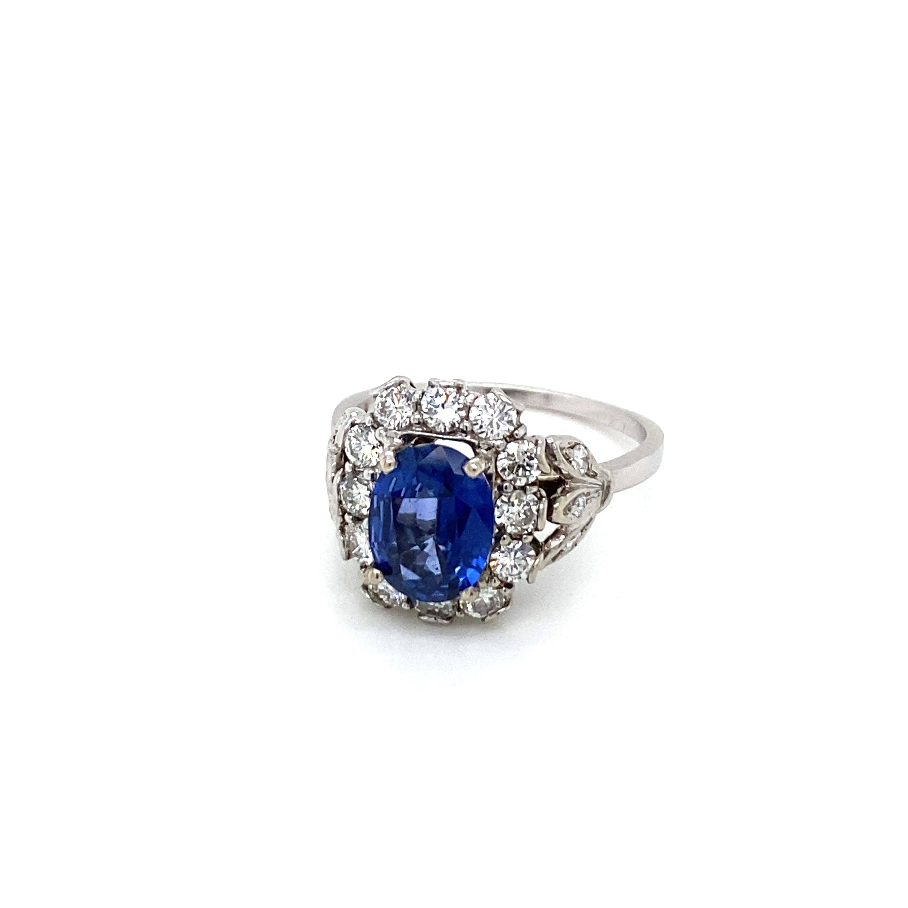 Belle Époque Sapphire Diamond Engagement Ring In Excellent Condition In Napoli, Italy