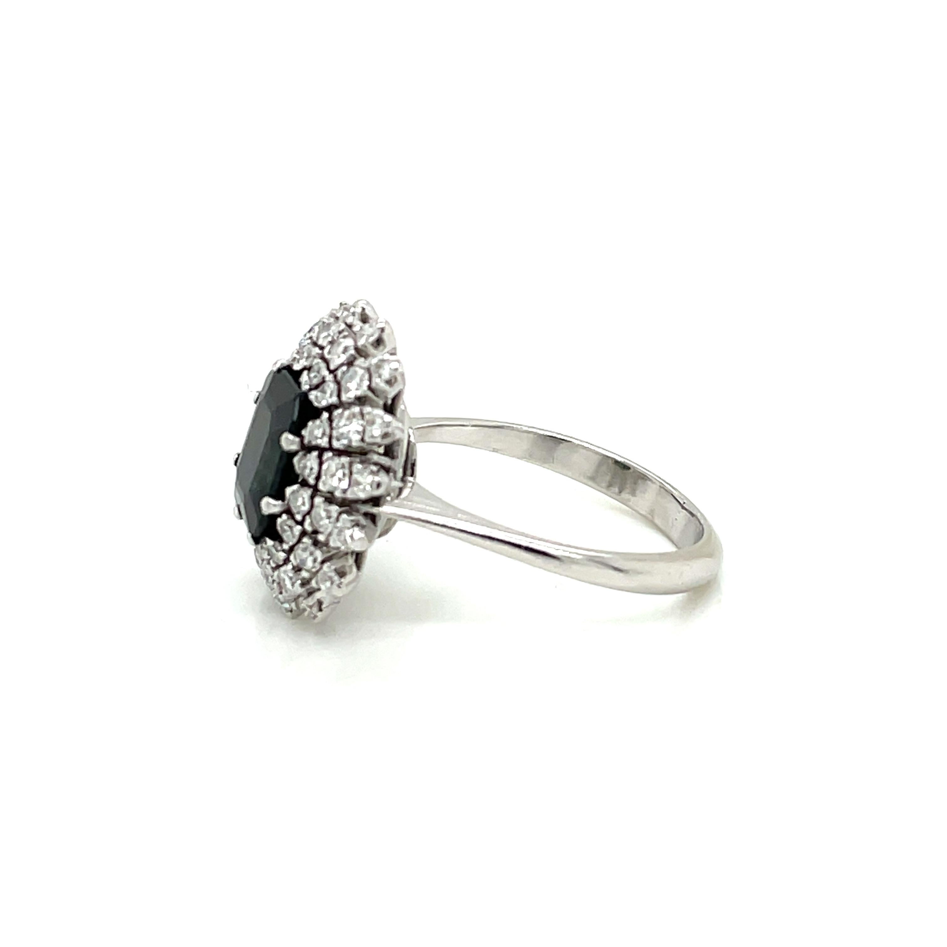 Belle Époque Sapphire Diamond Engagement Ring For Sale 1