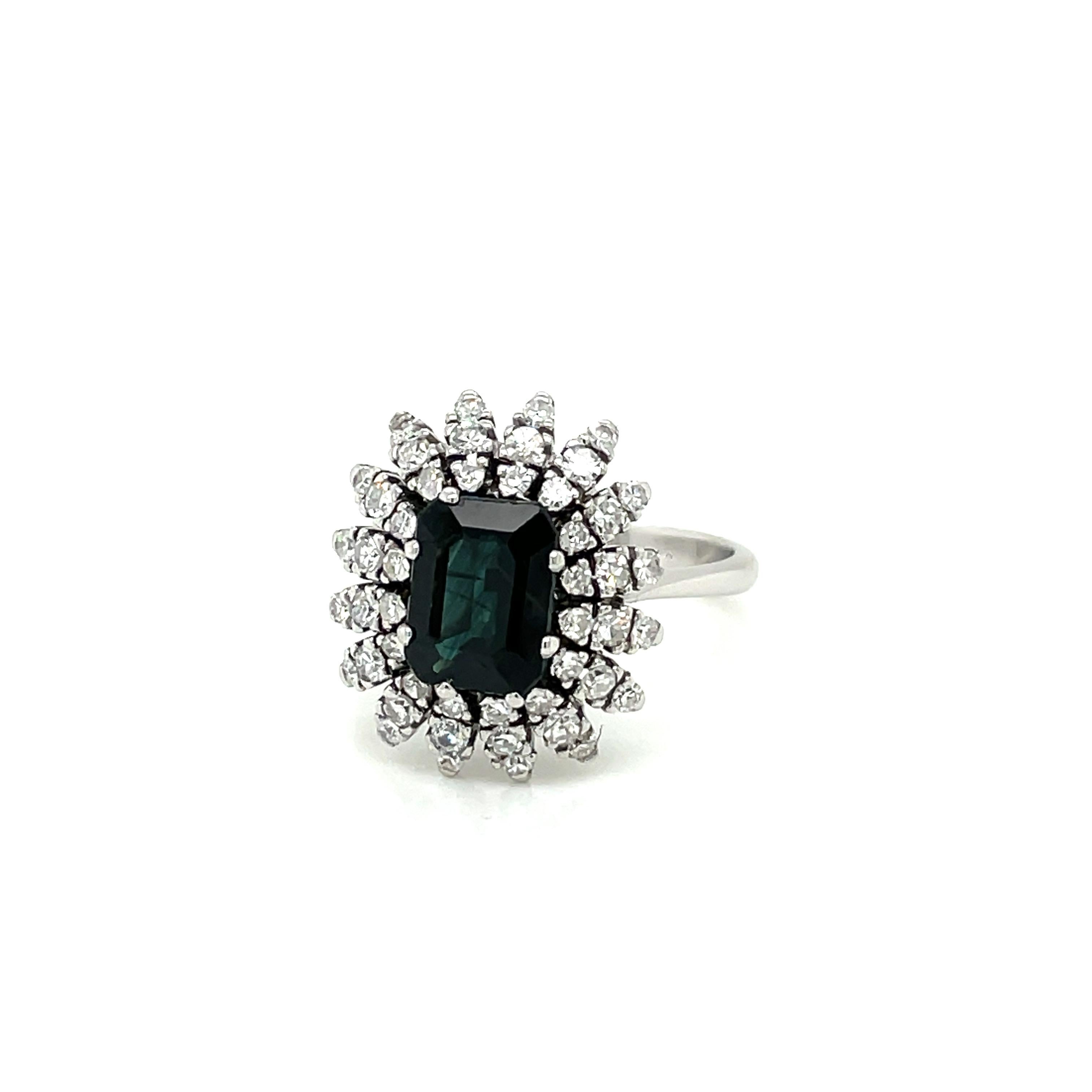 Belle Époque Sapphire Diamond Engagement Ring For Sale 3