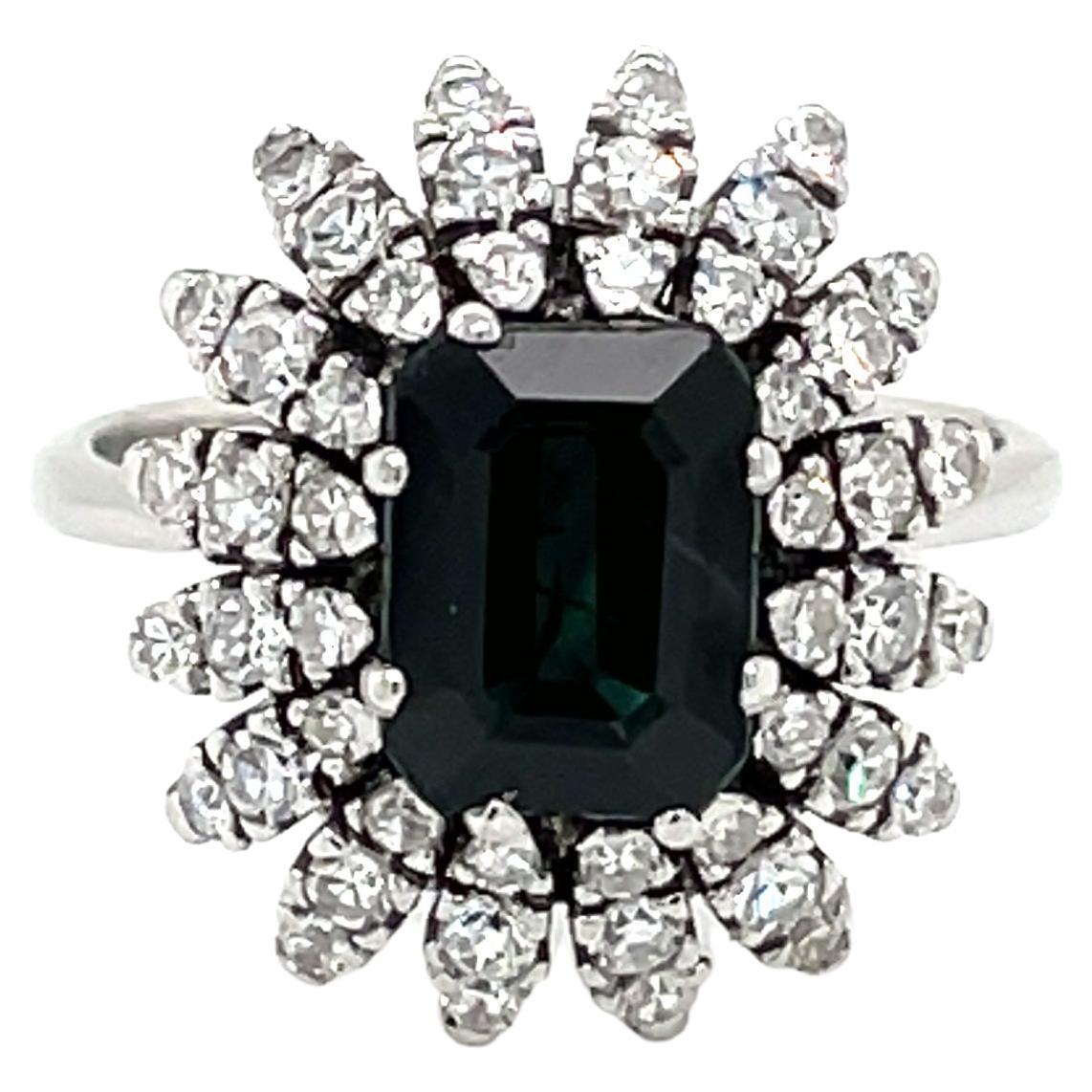 Belle Époque Sapphire Diamond Engagement Ring For Sale