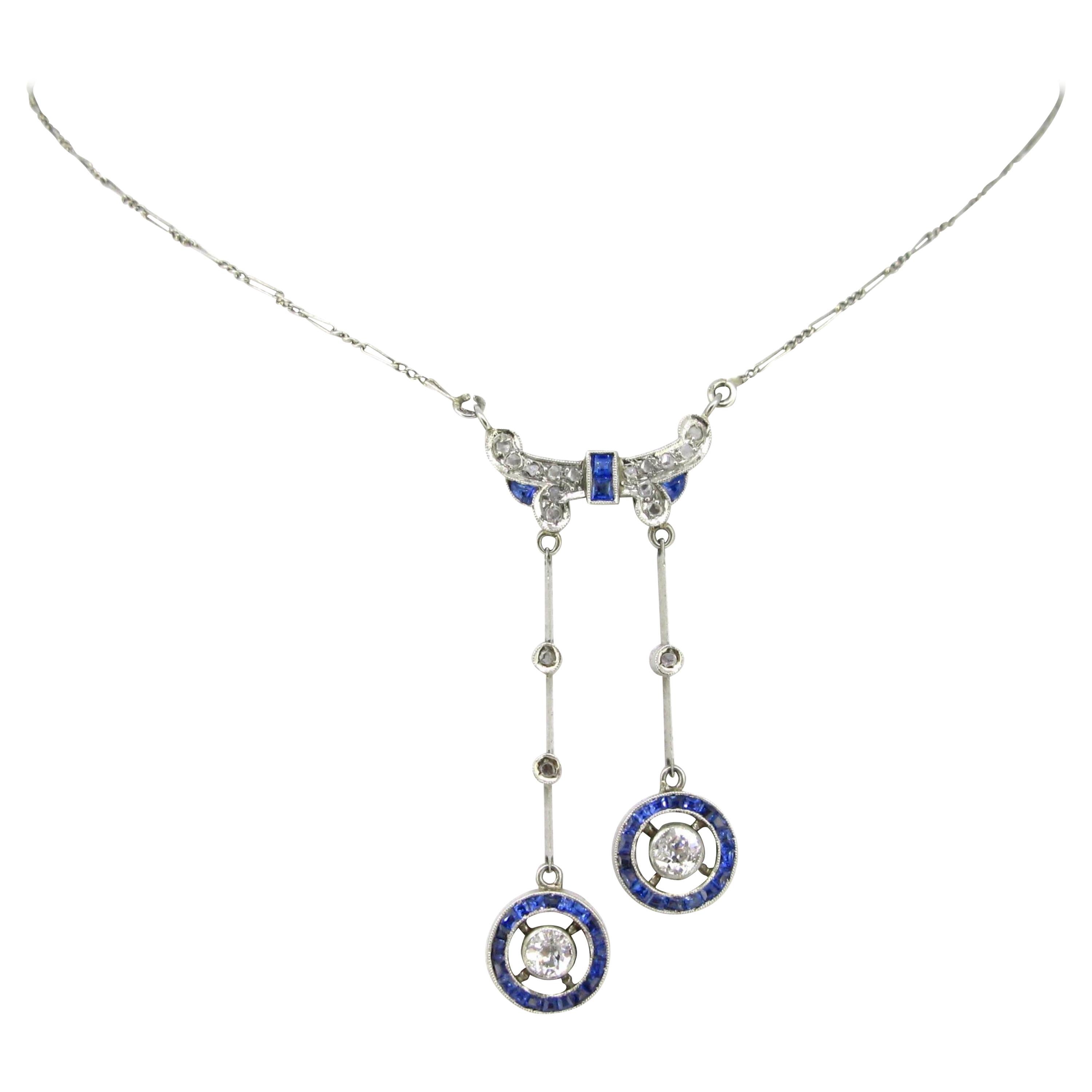 Belle Epoque Sapphires & Diamonds Neglige Necklace, 18kt Gold & Platinum