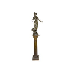 Belle Époque Sculpture, Woman With Roses by Aug. Moreau, 19th Century