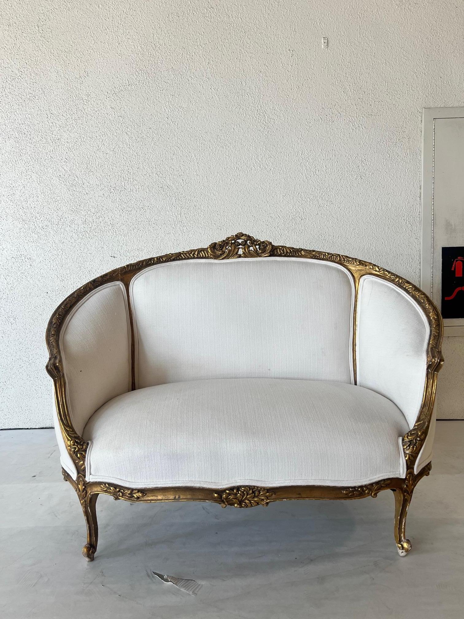 Carved Belle Epoque Settee For Sale