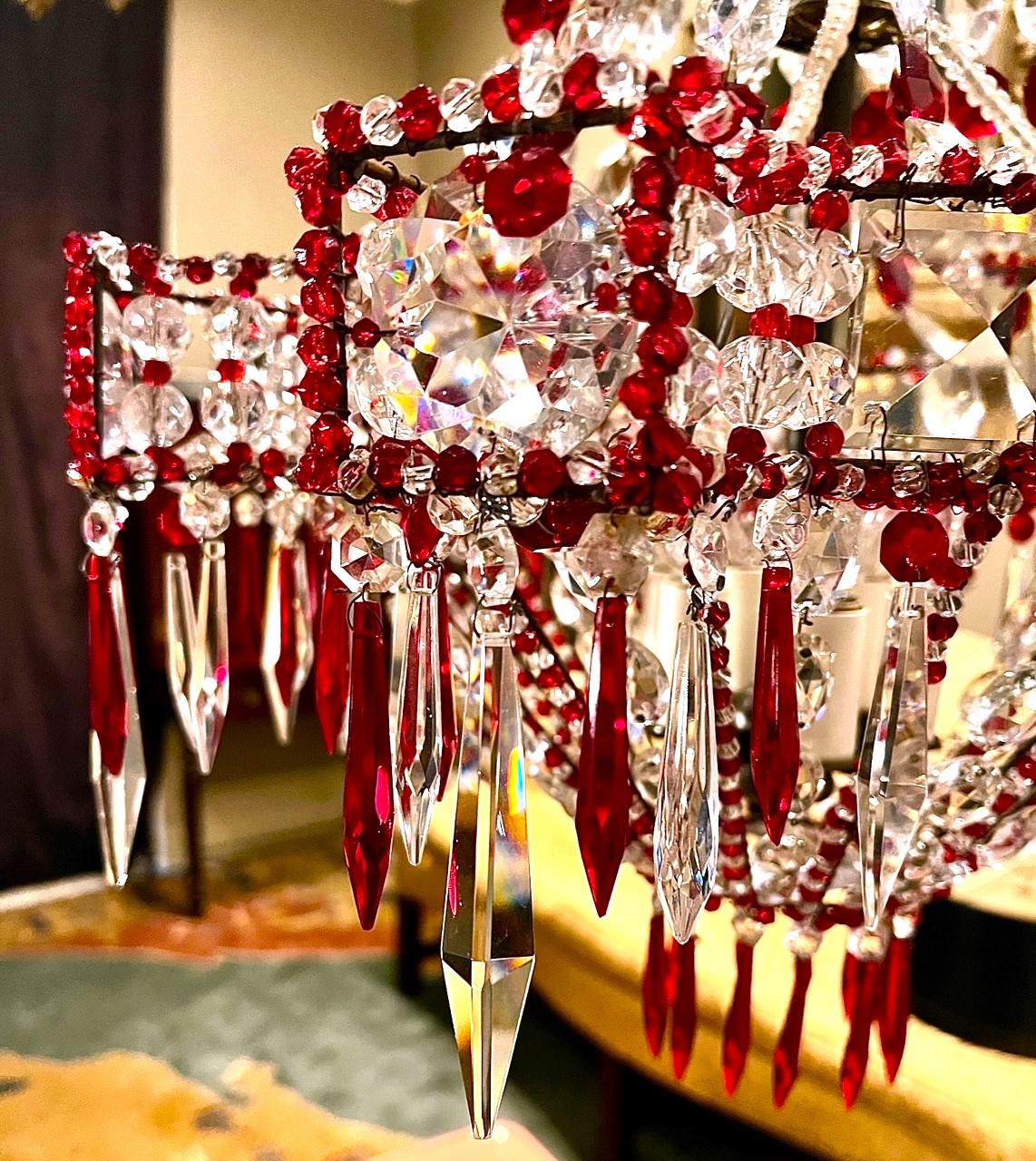 Belle Epoque Six-Light Crystal Chandelier, France For Sale 2