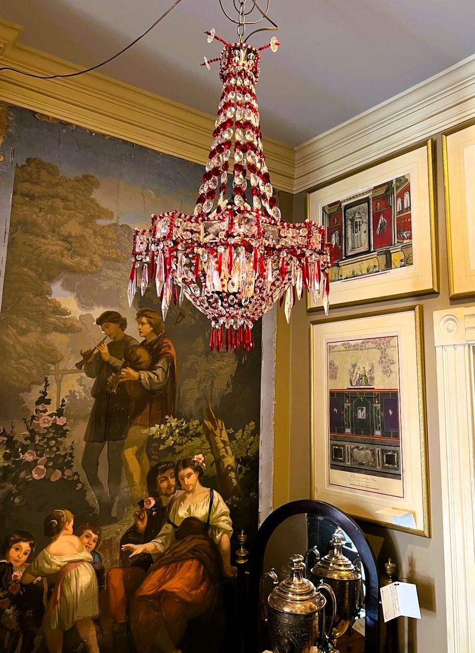 Belle Epoque Six-Light Crystal Chandelier, France For Sale 3