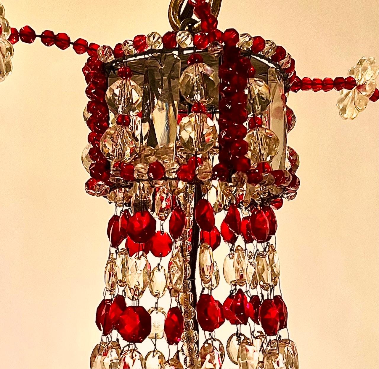 French Belle Epoque Six-Light Crystal Chandelier, France For Sale
