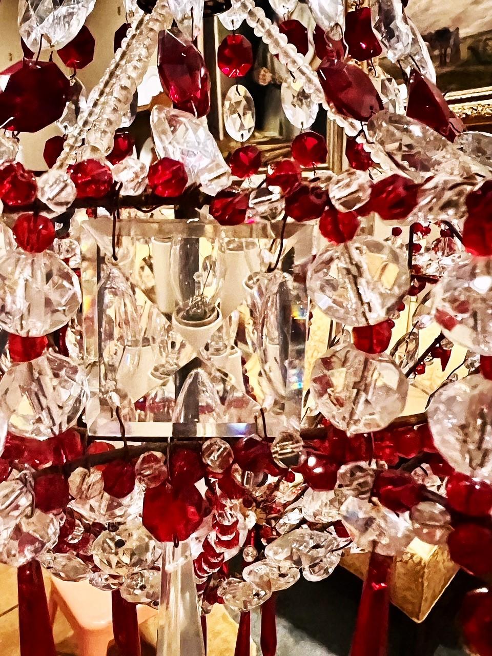 Belle Epoque Six-Light Crystal Chandelier, France For Sale 1