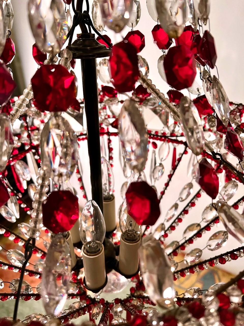 20th Century Belle Epoque Six-Light Crystal Chandelier, France For Sale