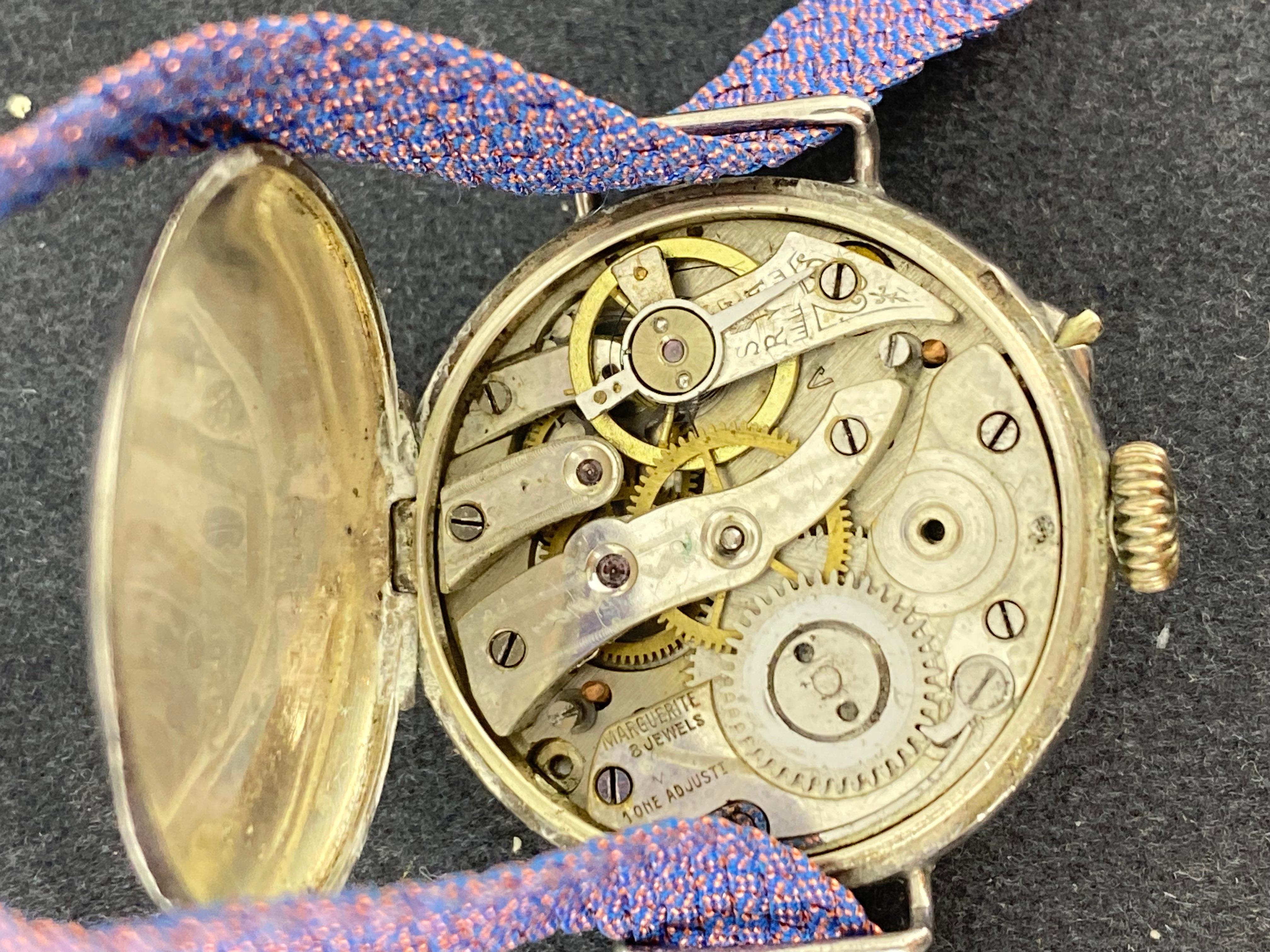 Belle Époque Solid Silver & Sky Blue Guilloché Enamel c1910 28mm Ladies' Watch In Excellent Condition For Sale In MELBOURNE, AU