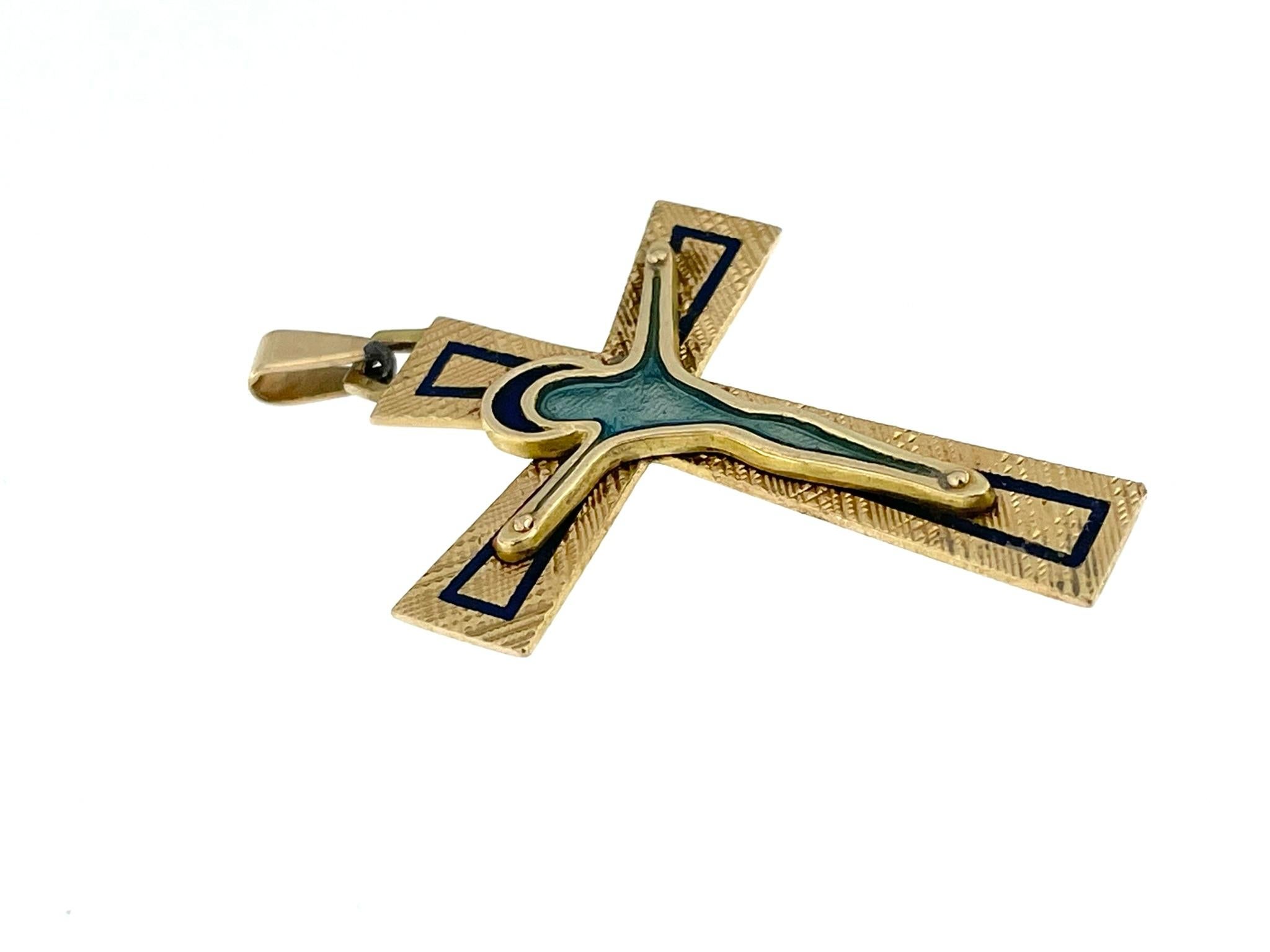 Belle Époque Belle-Epoque Spanish Crucifix 18 karat Yellow Gold with Enamel For Sale