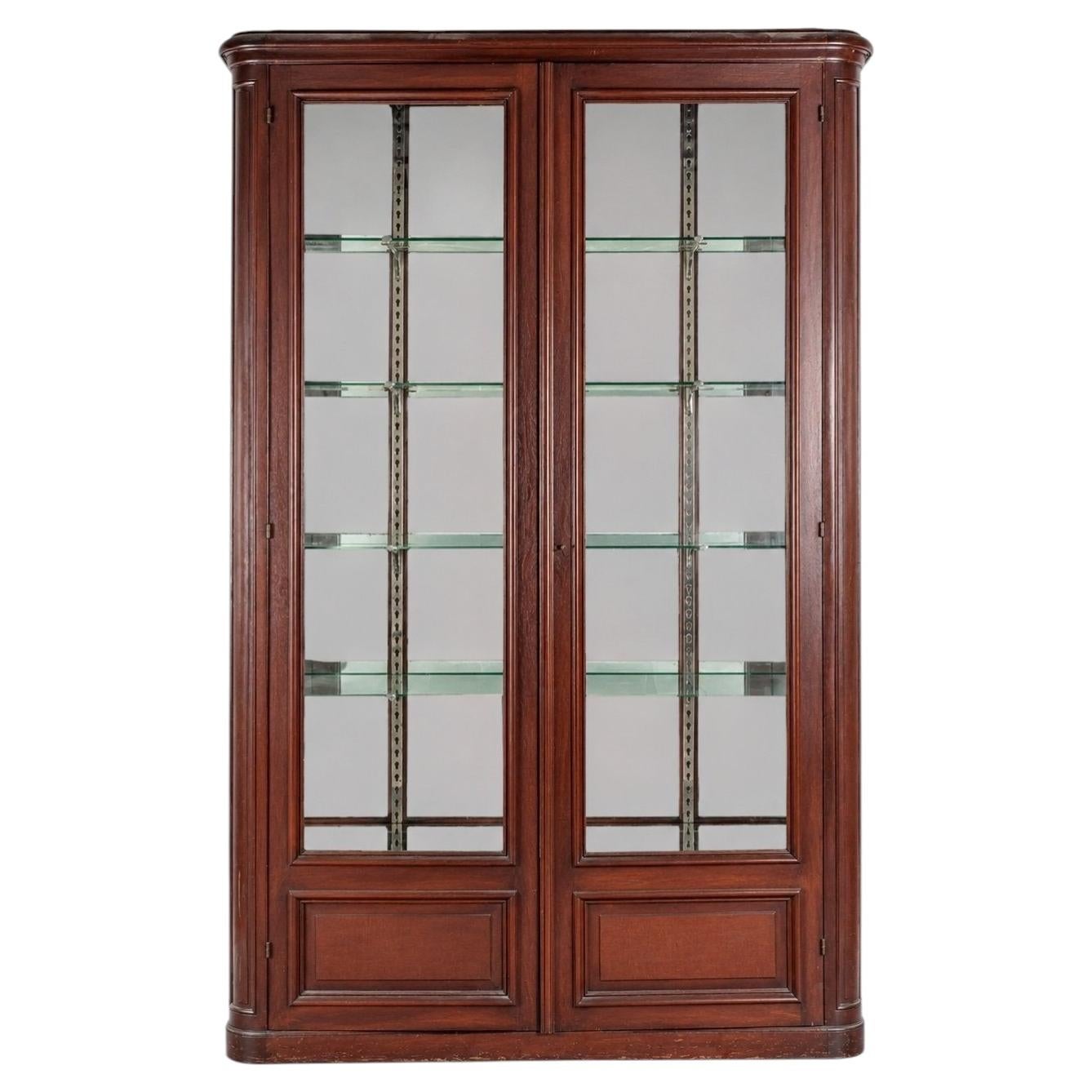 Belle Époque store window – Solid oak – Two glass doors – Interior mirrors For Sale