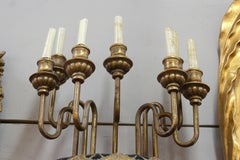 Belle Epoque Style Electrified Seven Arm Wall Candelabra in Black and Gold
