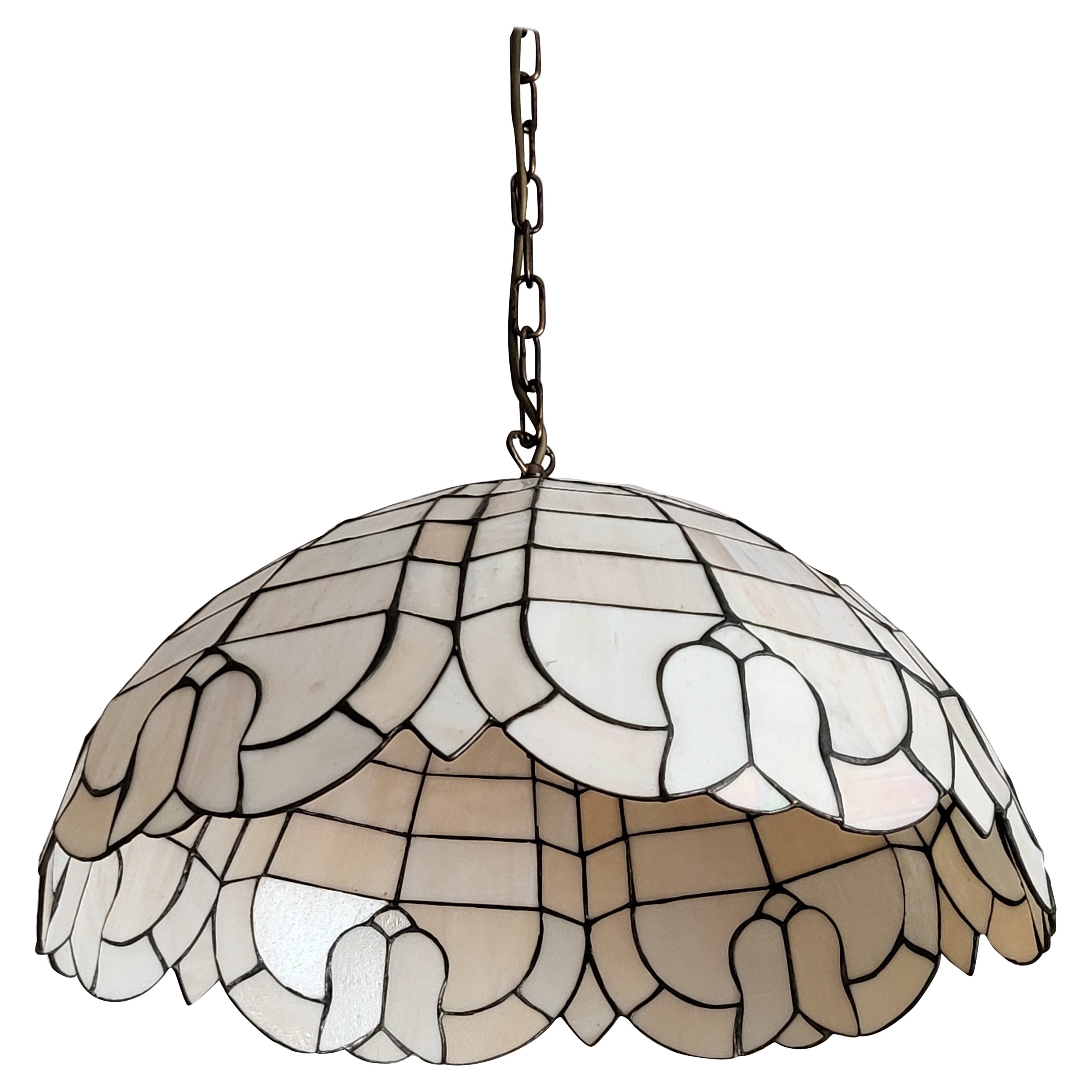 Belle Epoque Style Hanging Lamp Made of Handmade Tiffany Glass