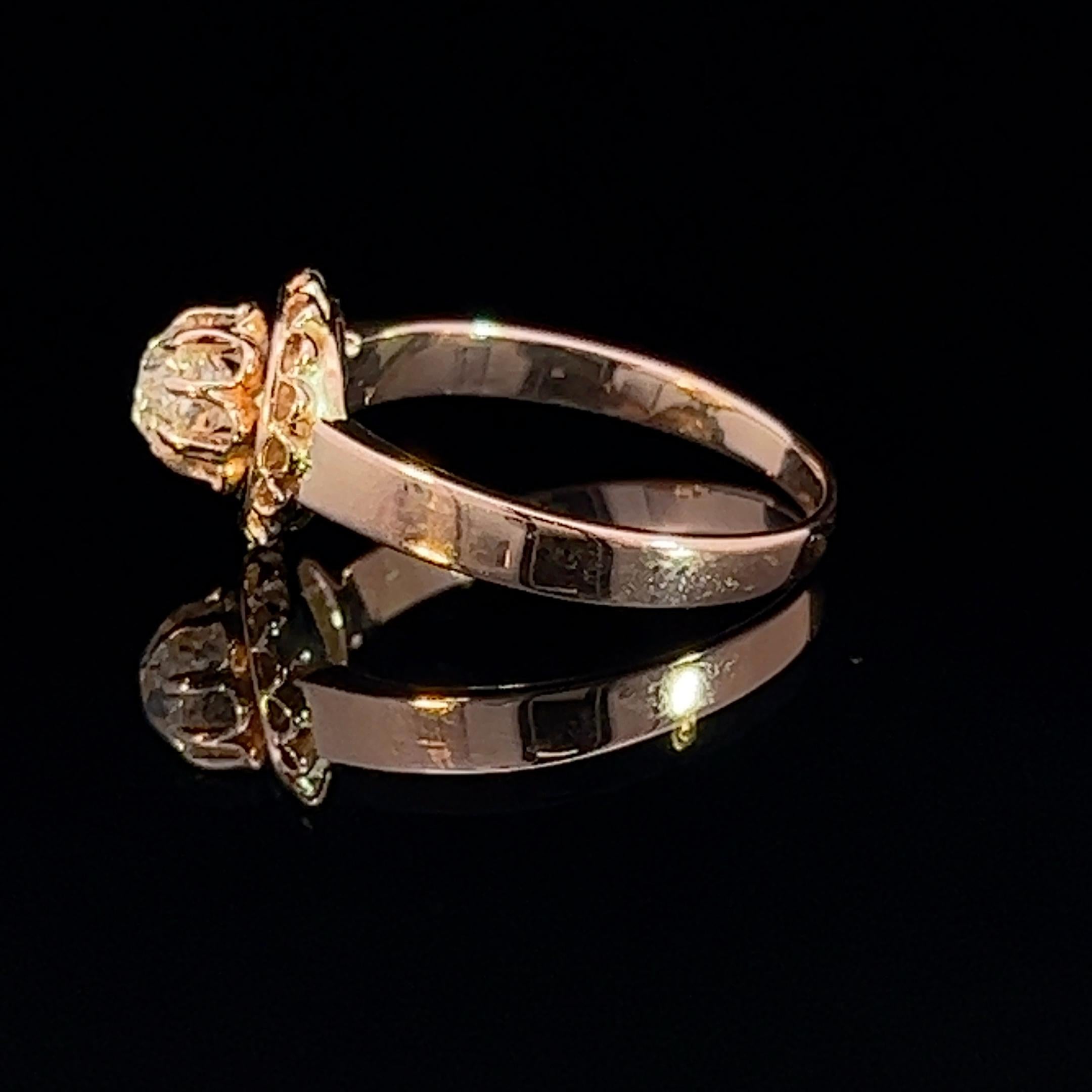 Women's or Men's Belle Epoque Style  Solitaire Diamond Ring Circa 1910 For Sale