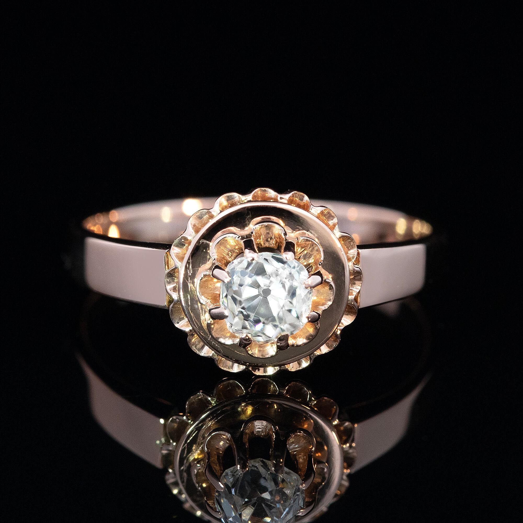 Belle Epoque Style  Solitaire Diamond Ring Circa 1910 For Sale 1