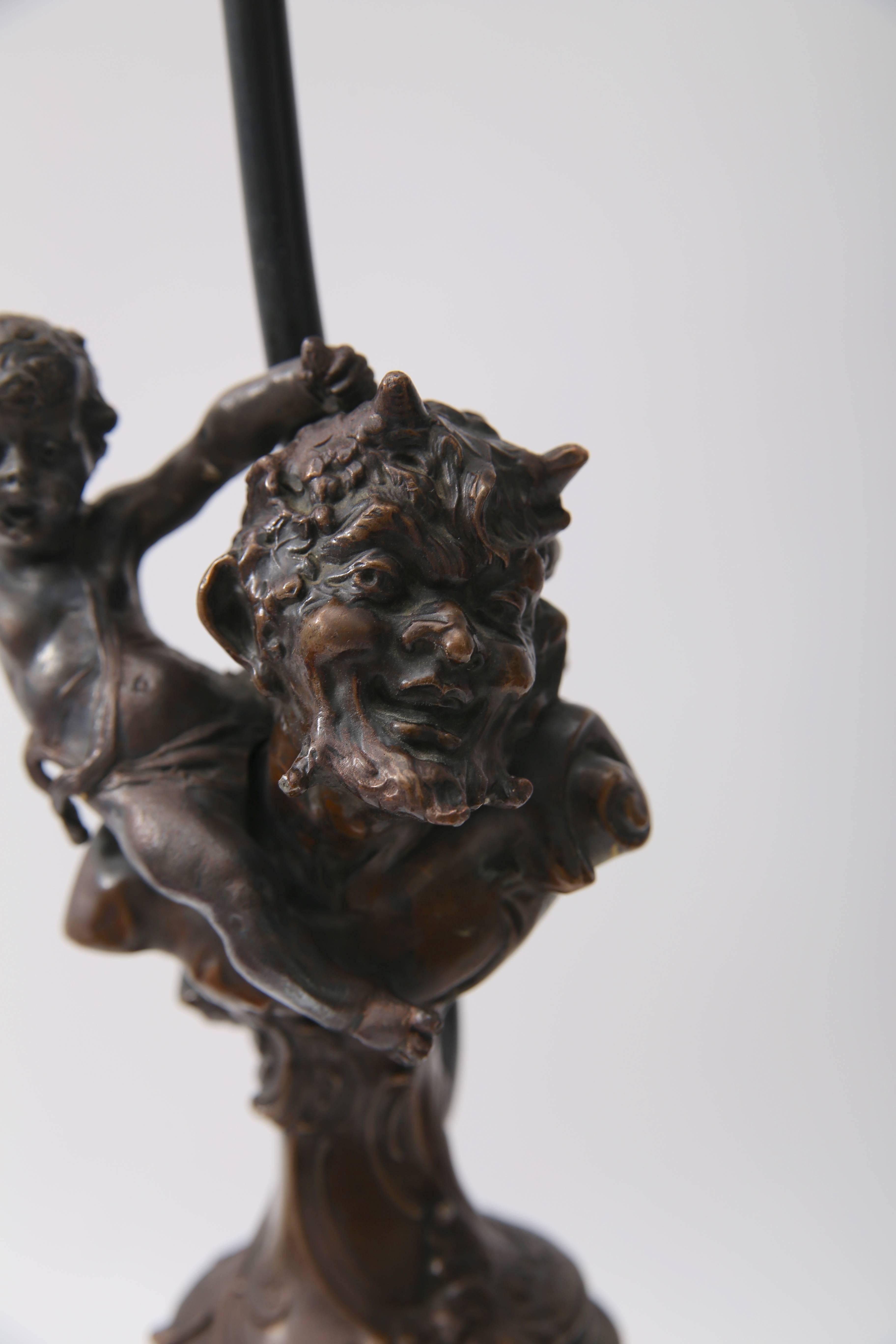 Belle Époque Belle Epoque Table Lamp with Satyr and Putti