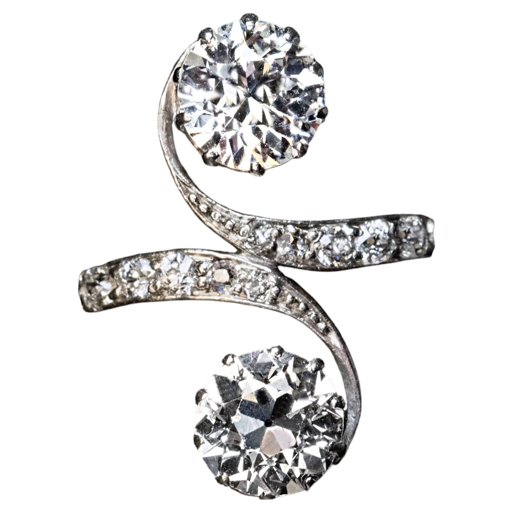 Bague de fiançailles en diamant « Toi et Moi » de la Belle Époque, vers 1900 – Réf. : 892447