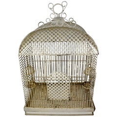  Belle Époque Tôle Peinte Quatrefoil Love Birds Cage, France, C. 1871-1914