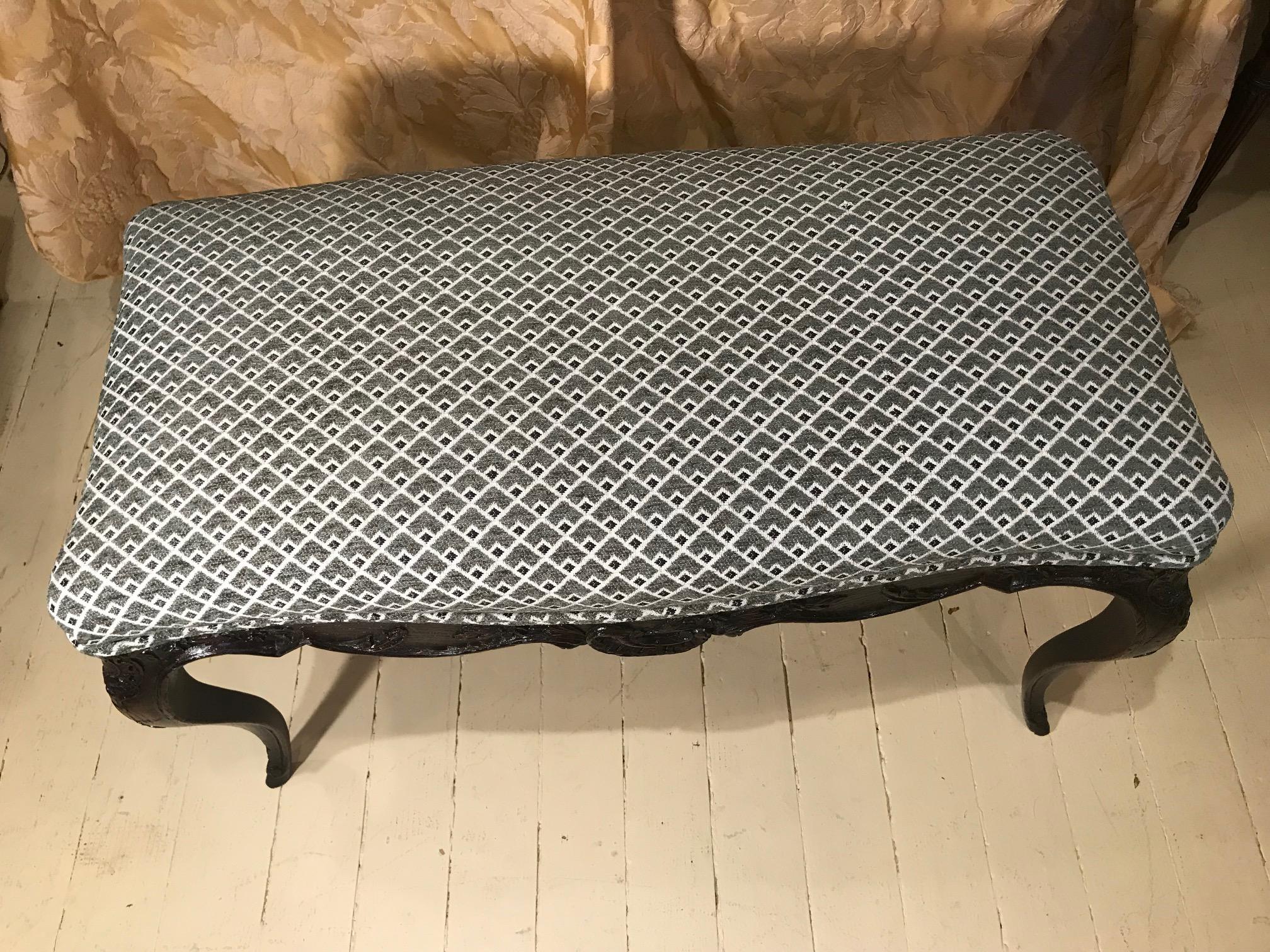 French Belle Epoque Upholstered Bench, Circa:1890, France For Sale