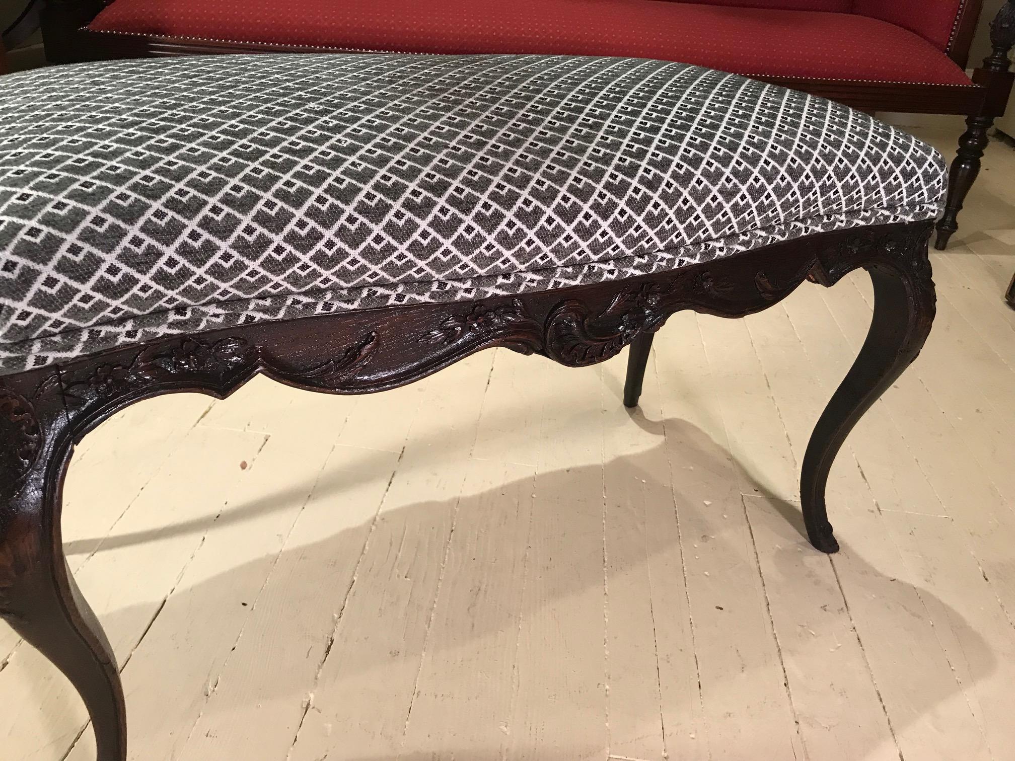 Late 19th Century Belle Epoque Upholstered Bench, Circa:1890, France For Sale
