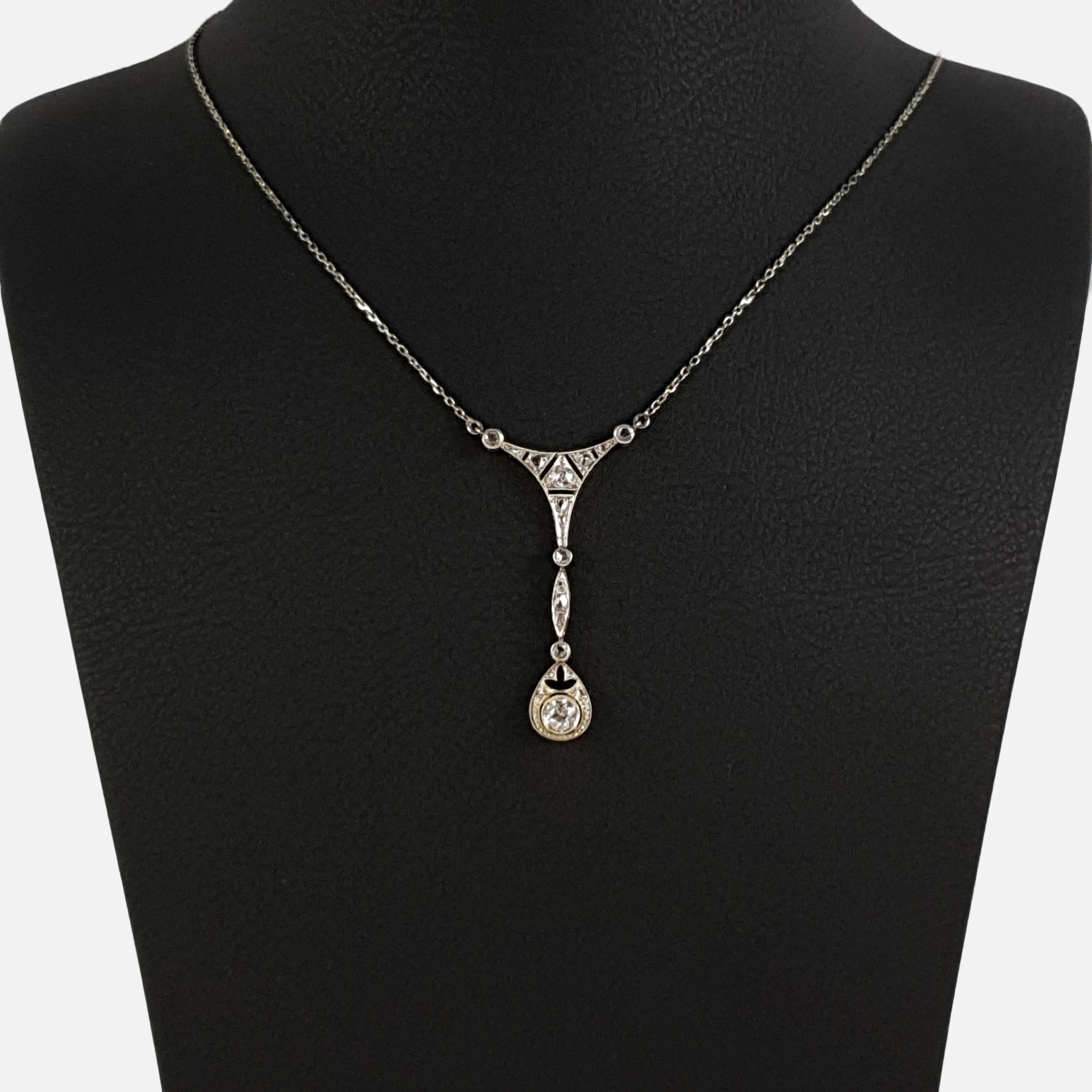 Edwardian Belle Époque White Gold and Diamond Pendant Necklace, circa 1905