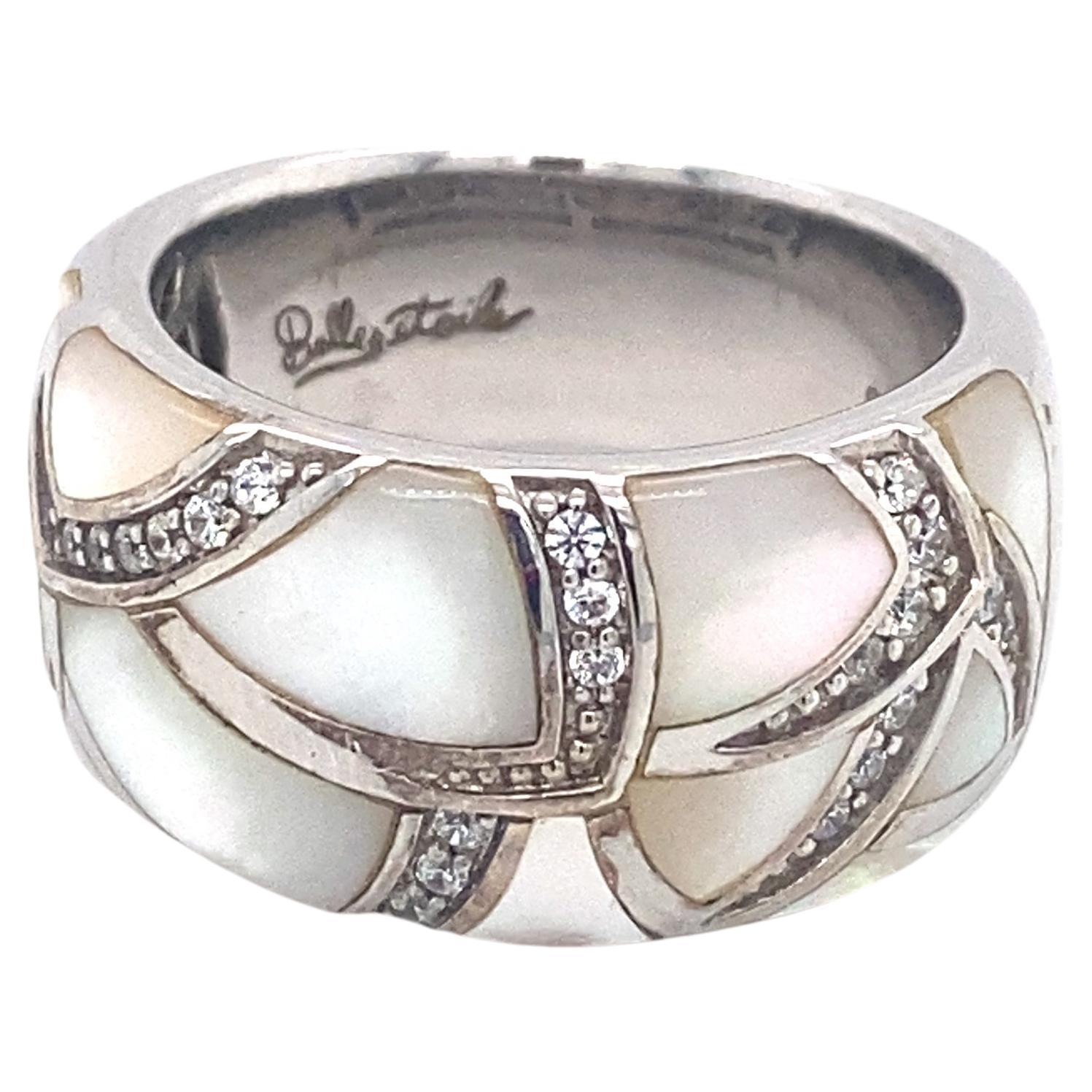 Belle Etoile "Sirena" Mother of Pearl Band in Sterling Silver For Sale