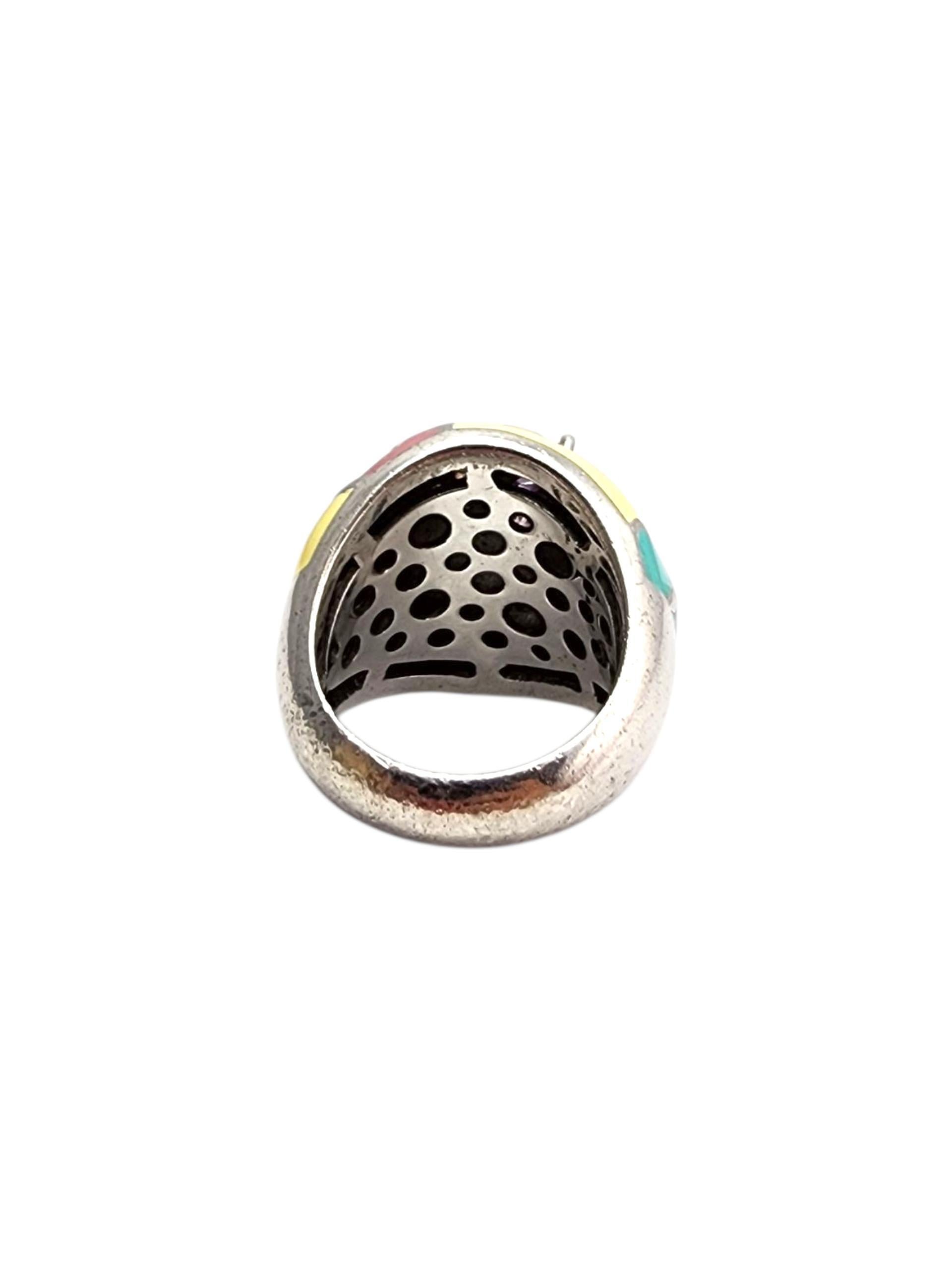 Belle Etoile Sterling Silver Enamel Butterfly Ring Size 8 #21544 For Sale 2