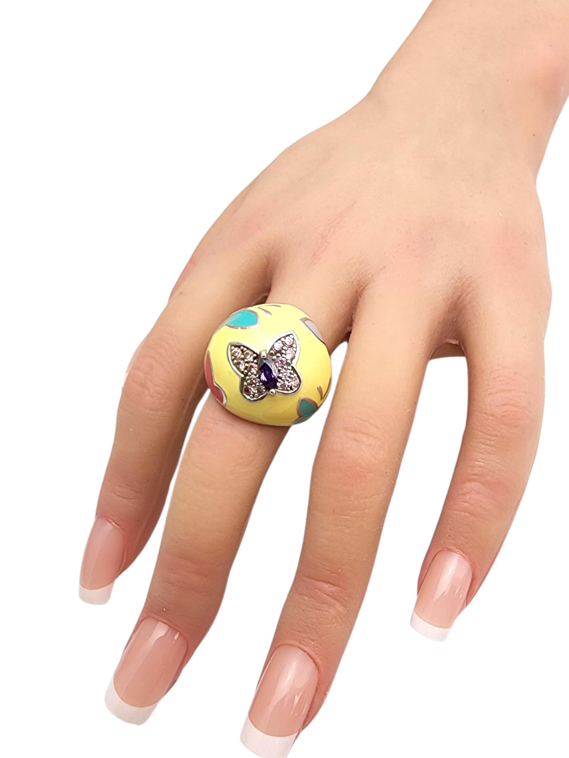Belle Etoile Sterling Silver Enamel Butterfly Ring Size 8 #21544 For Sale 4