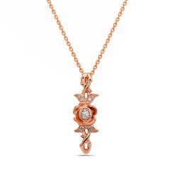Belle Blume-Anhänger mit Diamanten aus 18 Karat Roségold