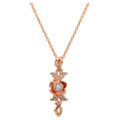 Pendentif Belle Flower en or rose 18 carats avec diamants