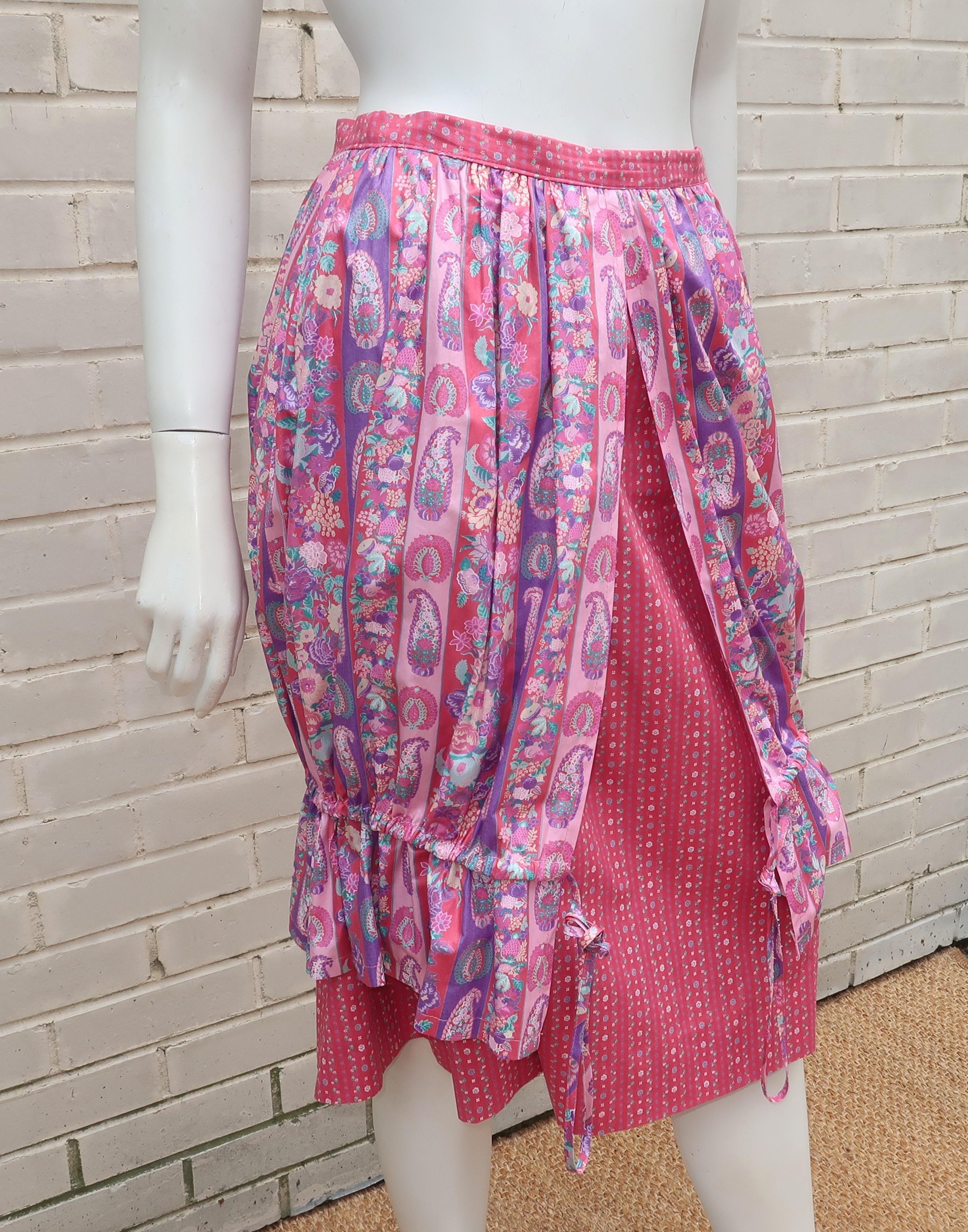 Belle France Floral Cotton Peasant Top & Skirt Dress, 1970's For Sale 5