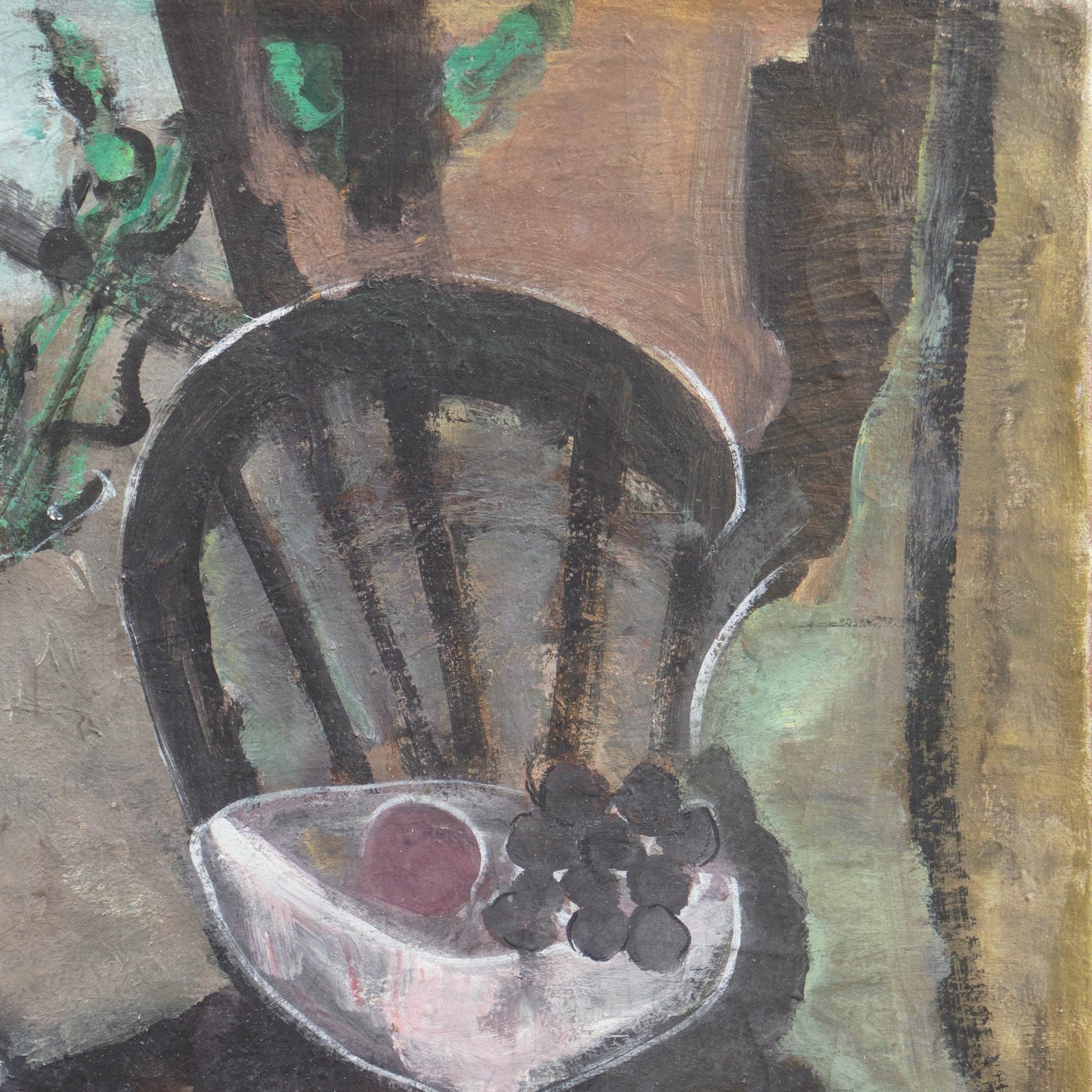 „Interior with Still Life“, Dallas Art Museum, Modernistisches Ölgemälde, Künstlerin als Frau im Angebot 1