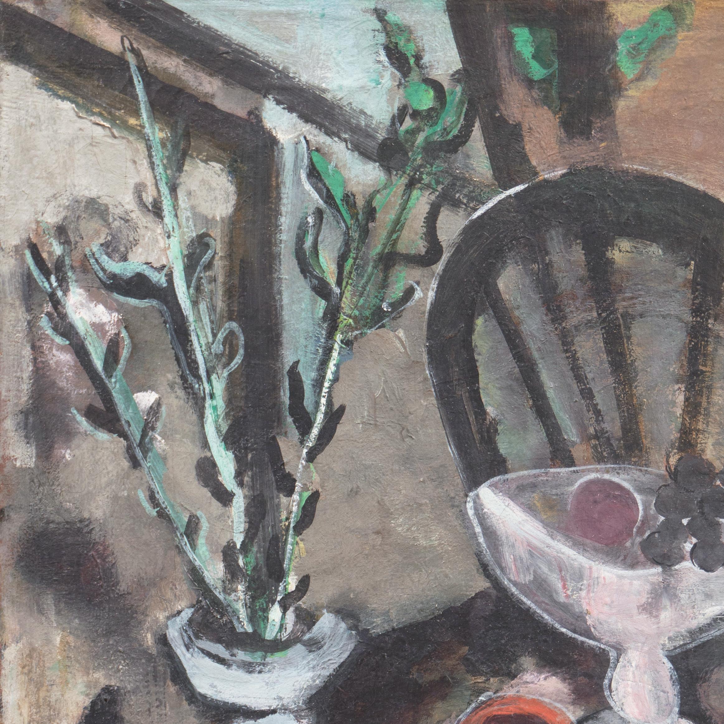 „Interior with Still Life“, Dallas Art Museum, Modernistisches Ölgemälde, Künstlerin als Frau im Angebot 2