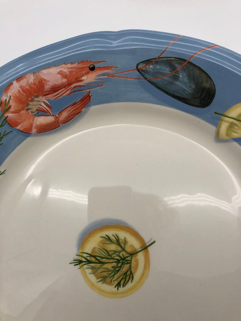 Belleîle by Gien France Seafood Plates, 9 Dinner Plates at 1stDibs