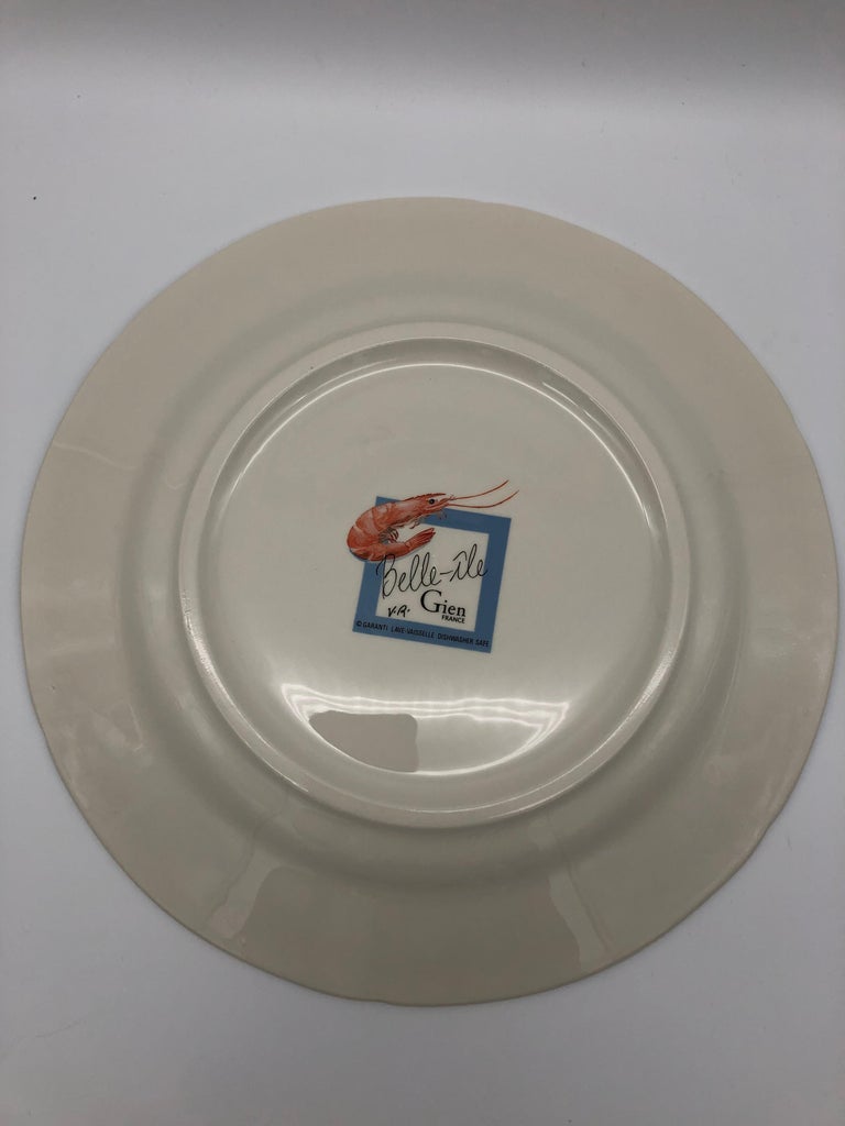 Belleîle by Gien France Seafood Plates, 9 Dinner Plates at 1stDibs